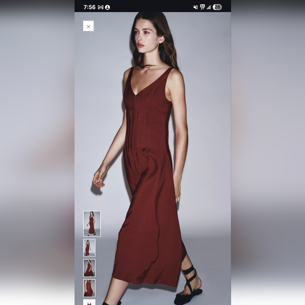 Zara Burgundy Midi Dress